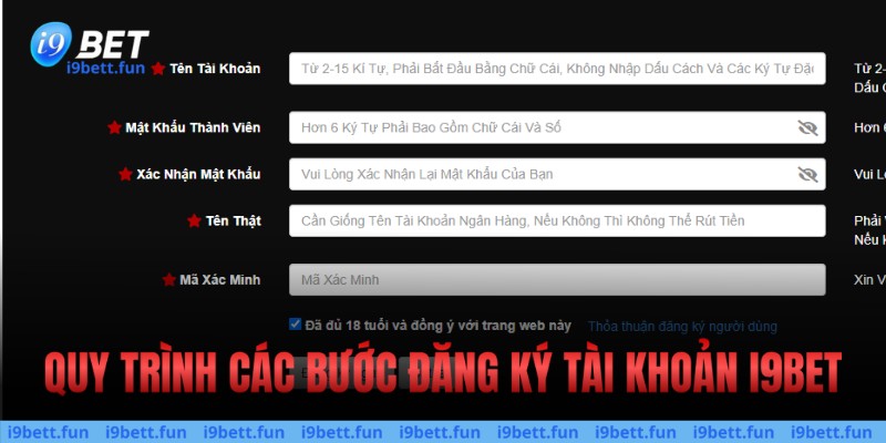 Quy trình các bước đăng ký tài khoản i9bet
